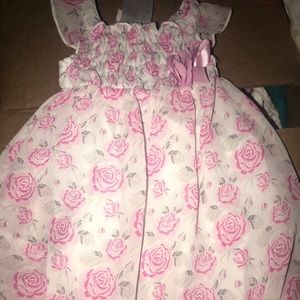 A pink flowery dress